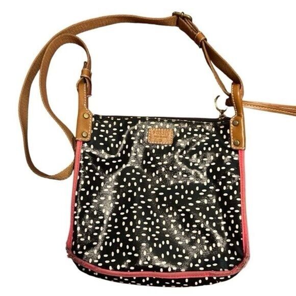 Fossil Keyper Black & White Polka Dot Coated Canvas Crossbody Purse Shou… - Picture 5 of 6